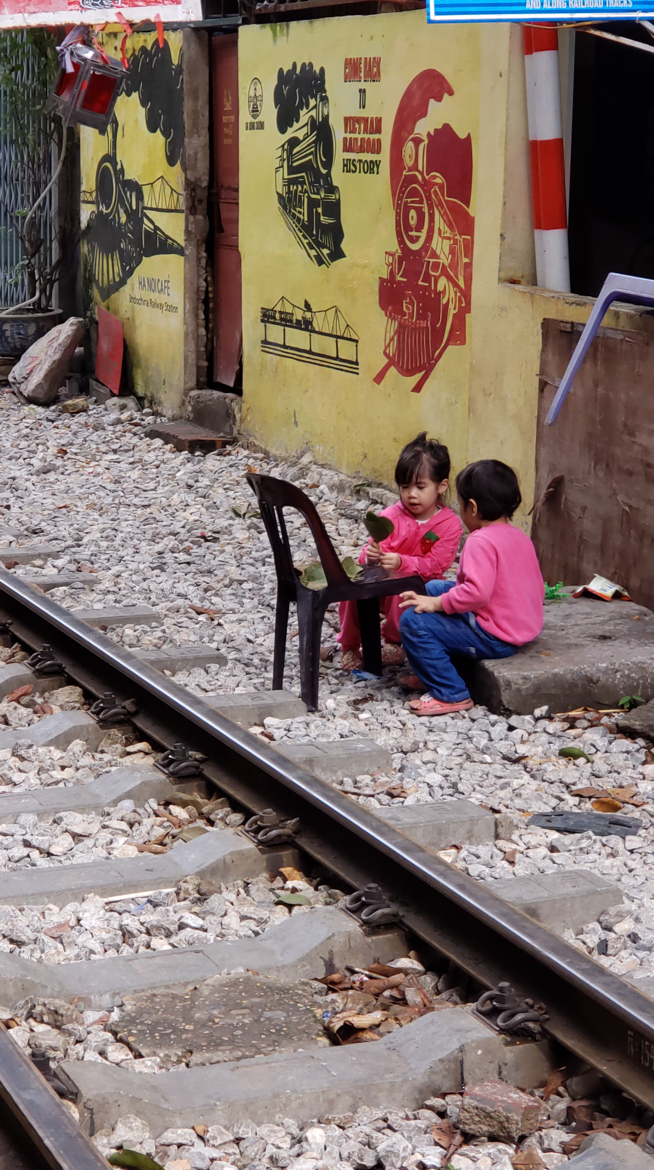 Children on train street
